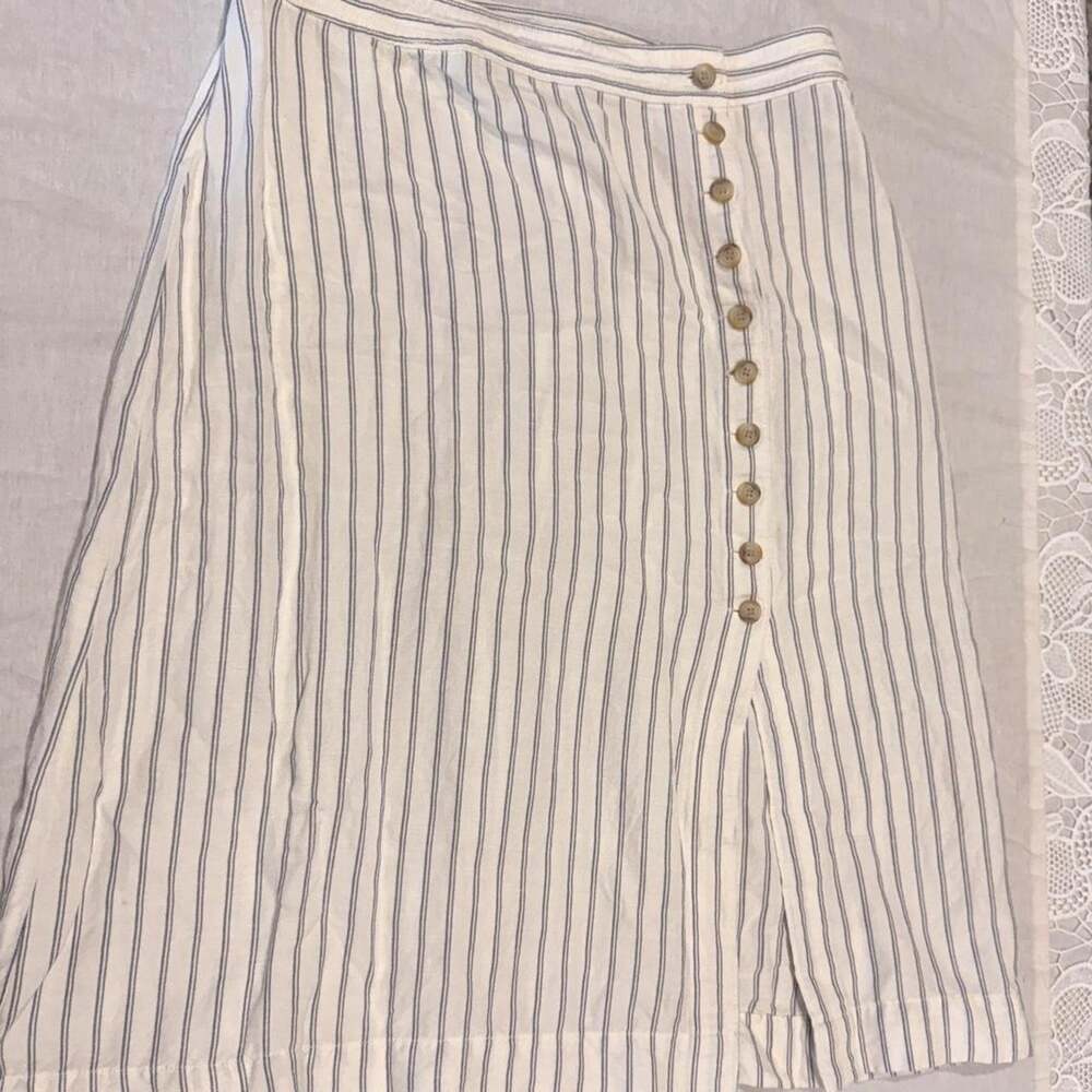 Madewell Linen Blend Striped Midi Skirt Size 12
